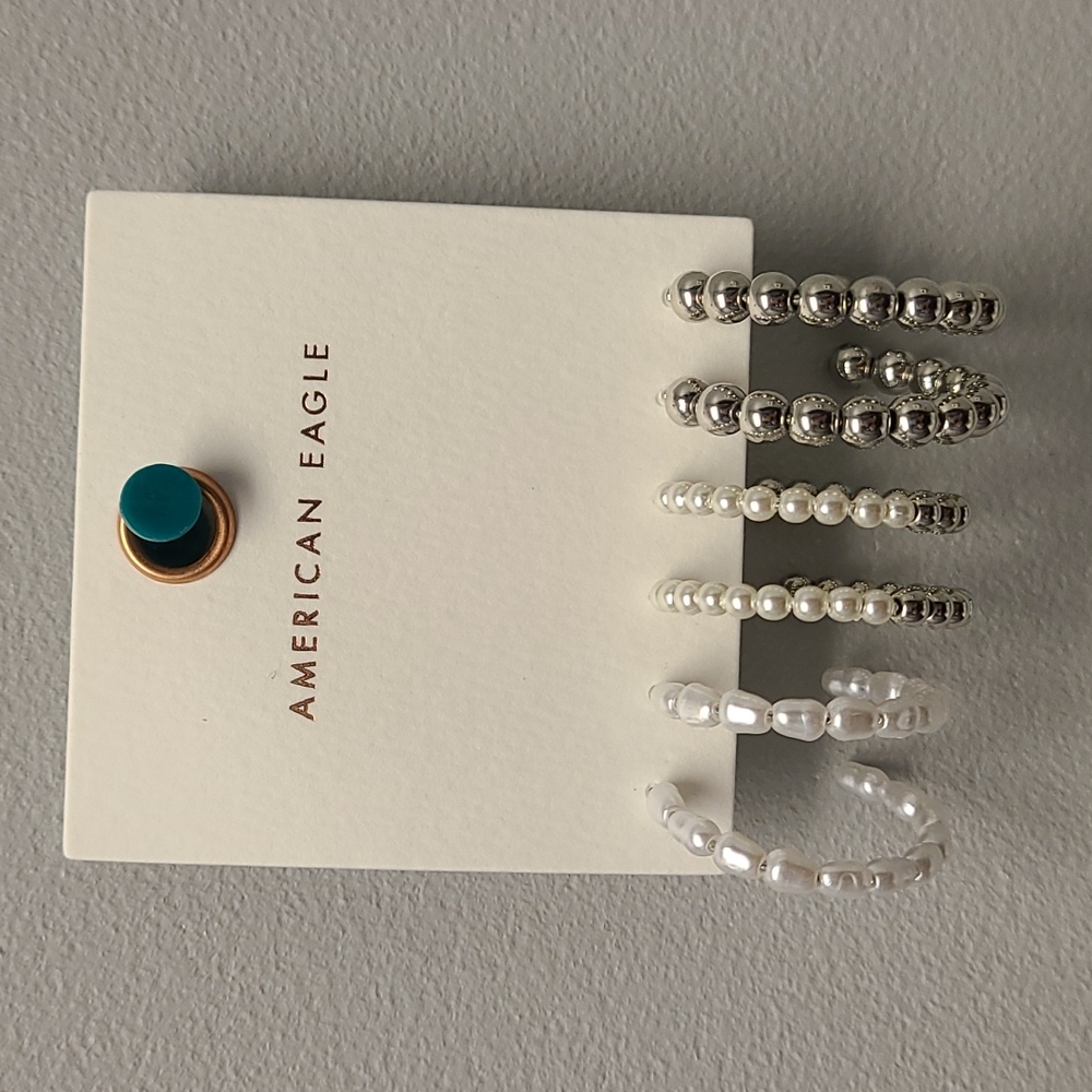 NWT-American Eagle Earrings 3 pair hoop/half hoop style - Picture 2 of 9